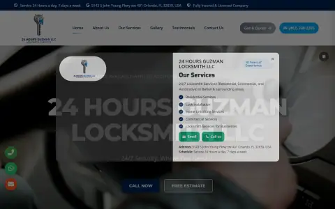 Homepage of 24 Hours Guzman Locksmith LLC