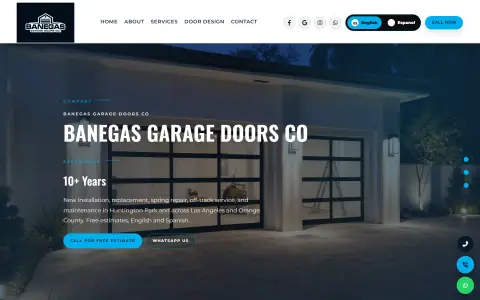 Homepage of Banegas Garage Doors